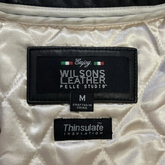 Vintage Wilsons Black Leather Jacket Quilted Lined Coat Women’s Size M - Picture 6 of 8